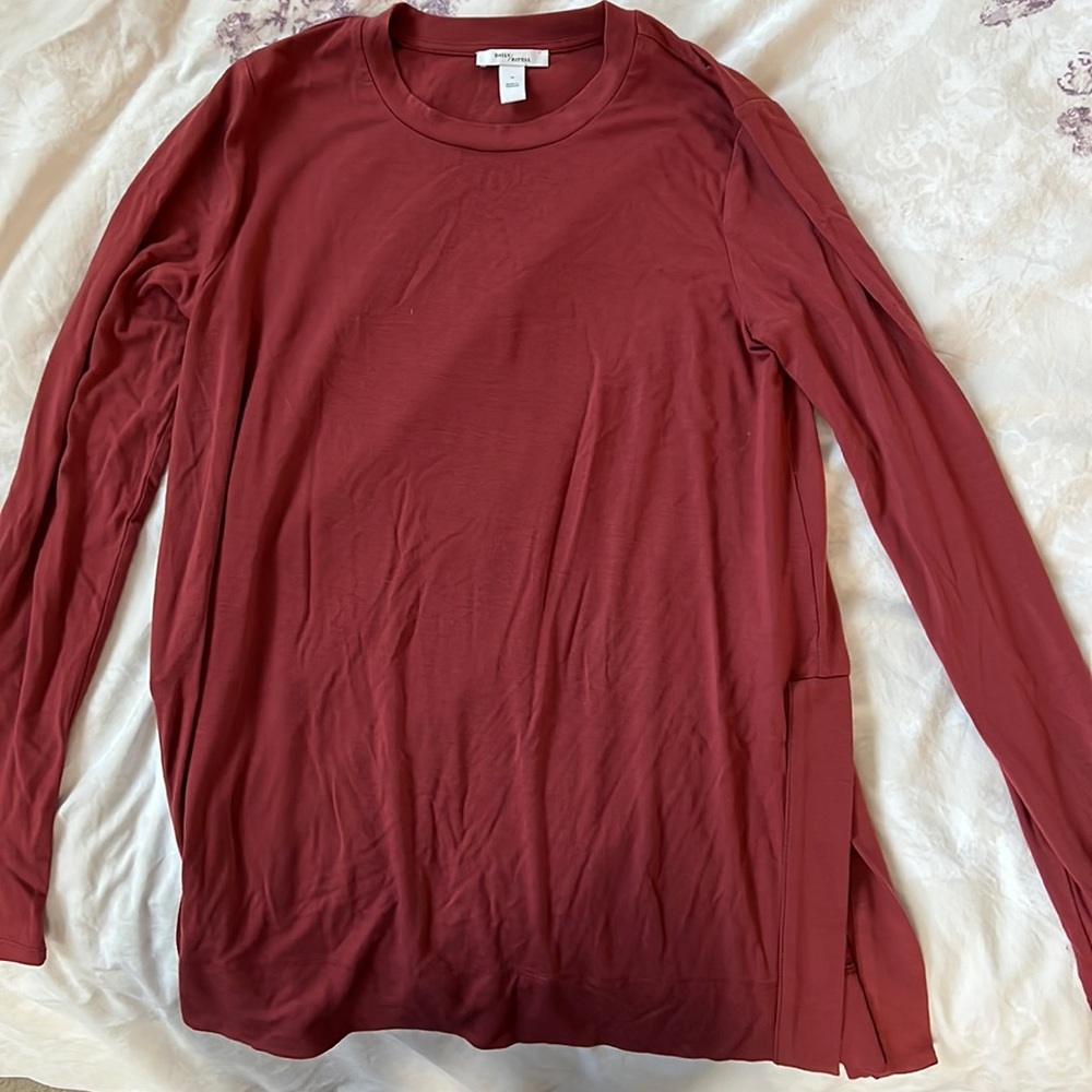 Daily Ritual light maroon shirt.